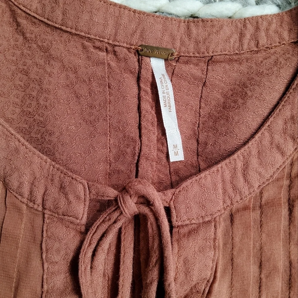 Free People Pleated Hi Low Sisters of Moon Blouse Size M